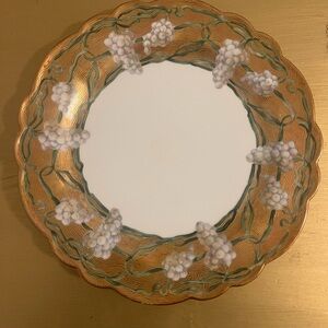 Antique Limoges France Hand Painted Grape Plate Gold Gilt James R Armiger RARE